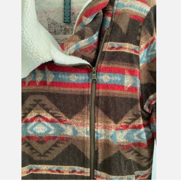 RALPH LAUREN JEANS ZIP UP CROPPED MOTO AZTEC JACKET SIZE US L - Picture 5 of 9